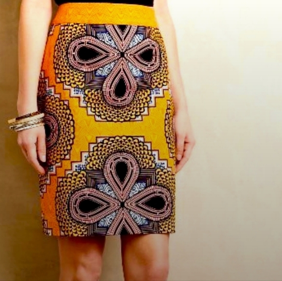 MAEVE BY ANTHROPOLOGIE WOMEN'S YELLOW/BLACK  SKIRT SIZE 8. - Picture 3 of 9